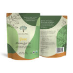 A picture of the front and back packaging of Maisha Tea's Pure Moringa Leaf Tea.